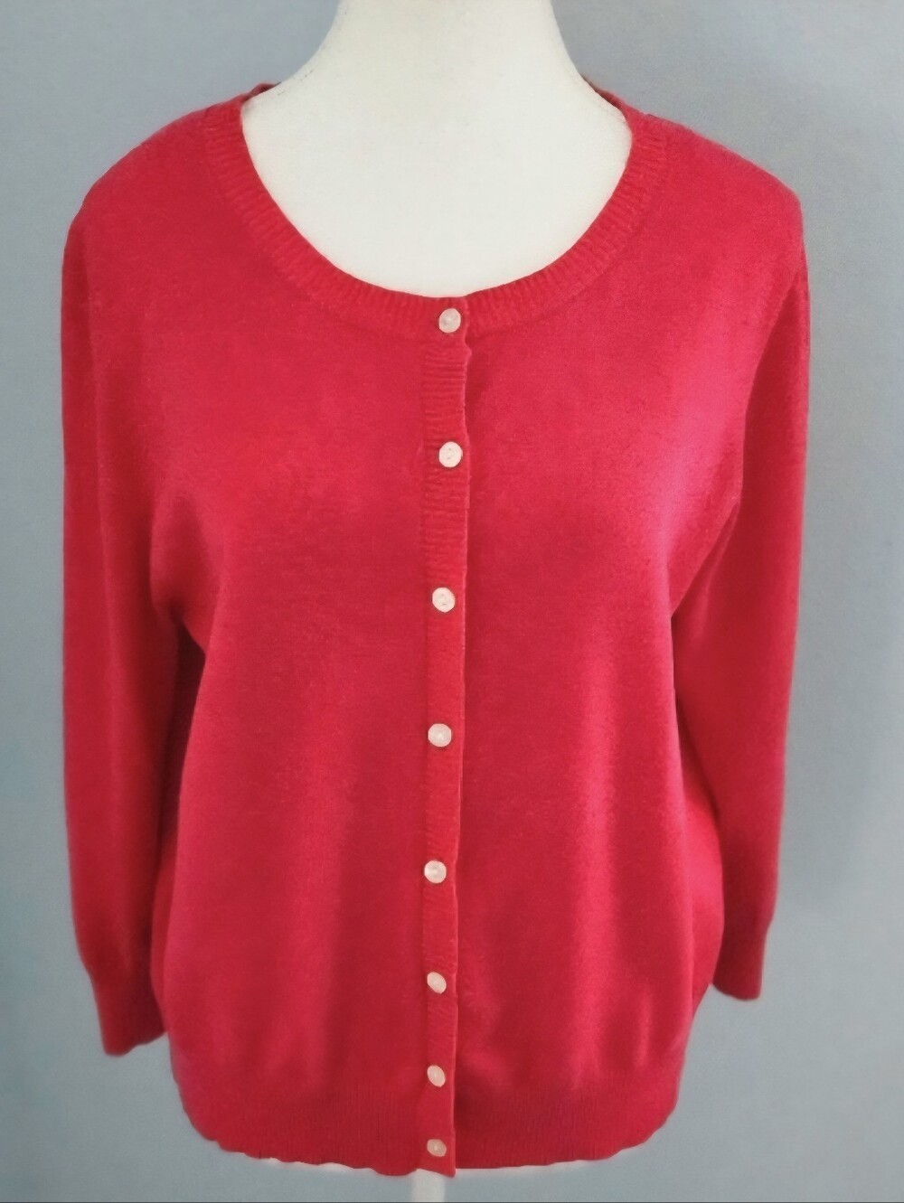 Joseph A Women’s XL Fuchsia Pink Cardigan Button Front Knit Rayon Blend